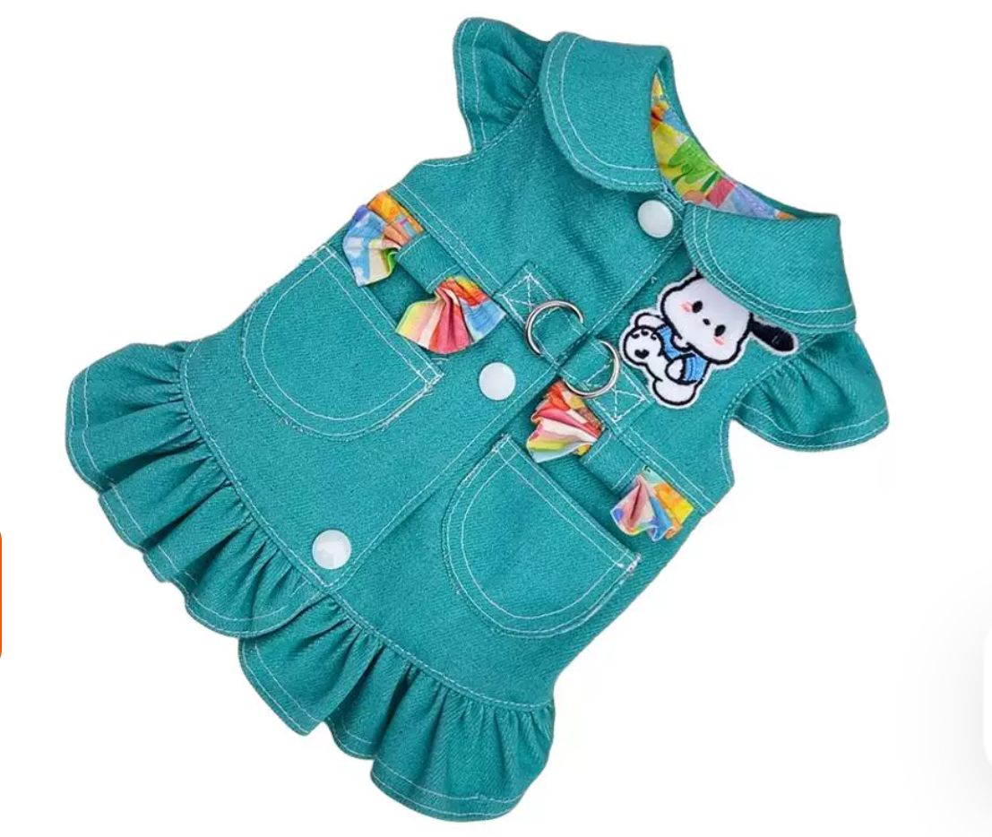 Teal Ruffle Pet Dress