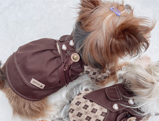 Vintage Brown Plaid Pet Dress