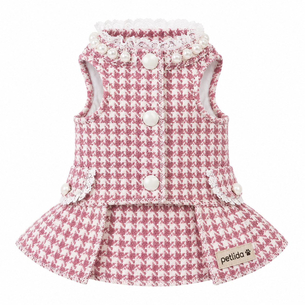 Red Houndstooth Princess Pet Dress