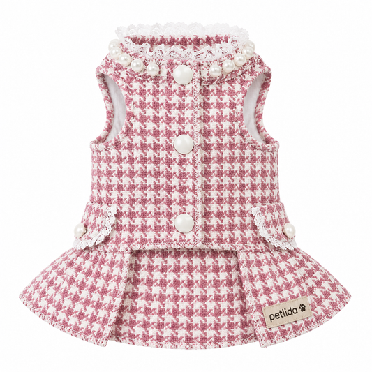 Red Houndstooth Princess Pet Dress