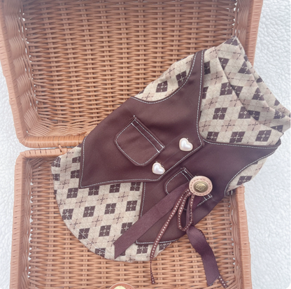 Vintage Brown Plaid Pet Dress