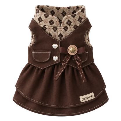 Vintage Brown Plaid Pet Dress