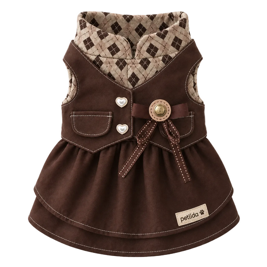 Vintage Brown Plaid Pet Dress