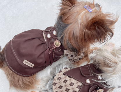 Vintage Brown Plaid Pet Dress