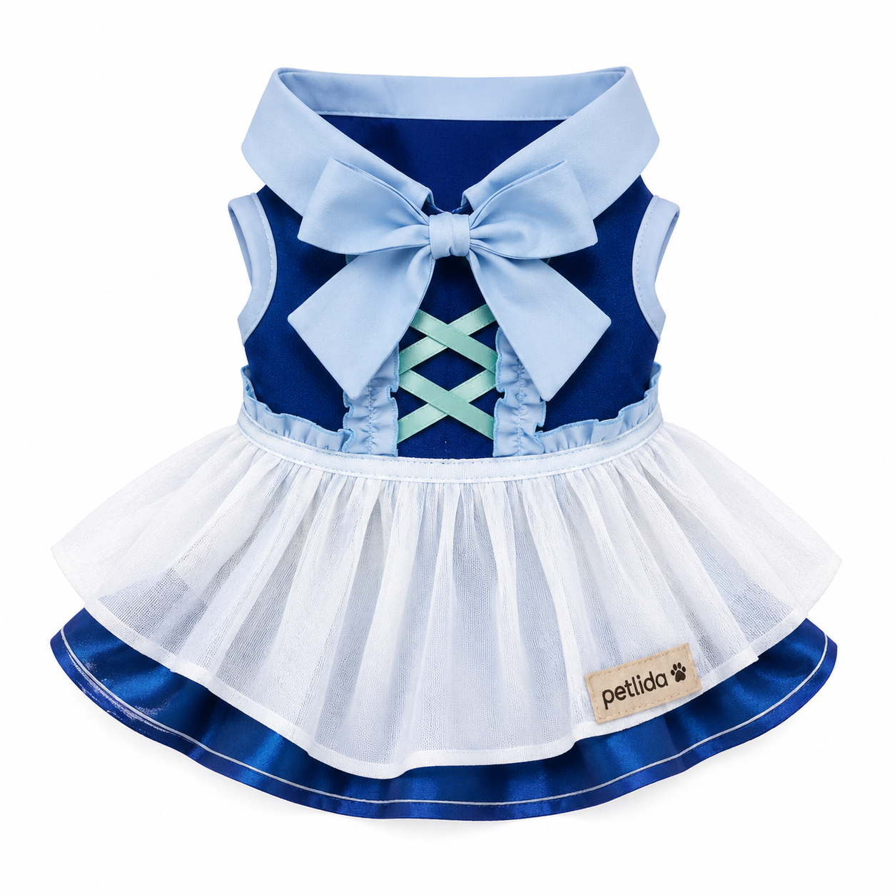 Blue Bow Tulle Pet Dress