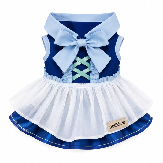 Blue Bow Tulle Pet Dress